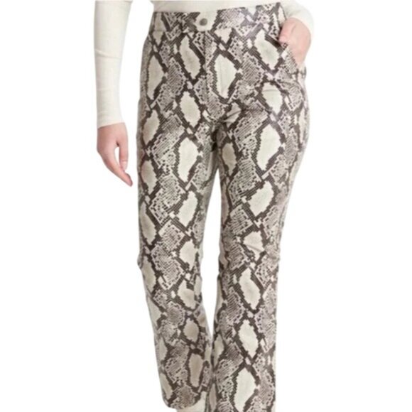 2/$30 Choosy Size 0 Faux Leather Snake Cropped Print High-Waisted Pants - Picture 5 of 16
